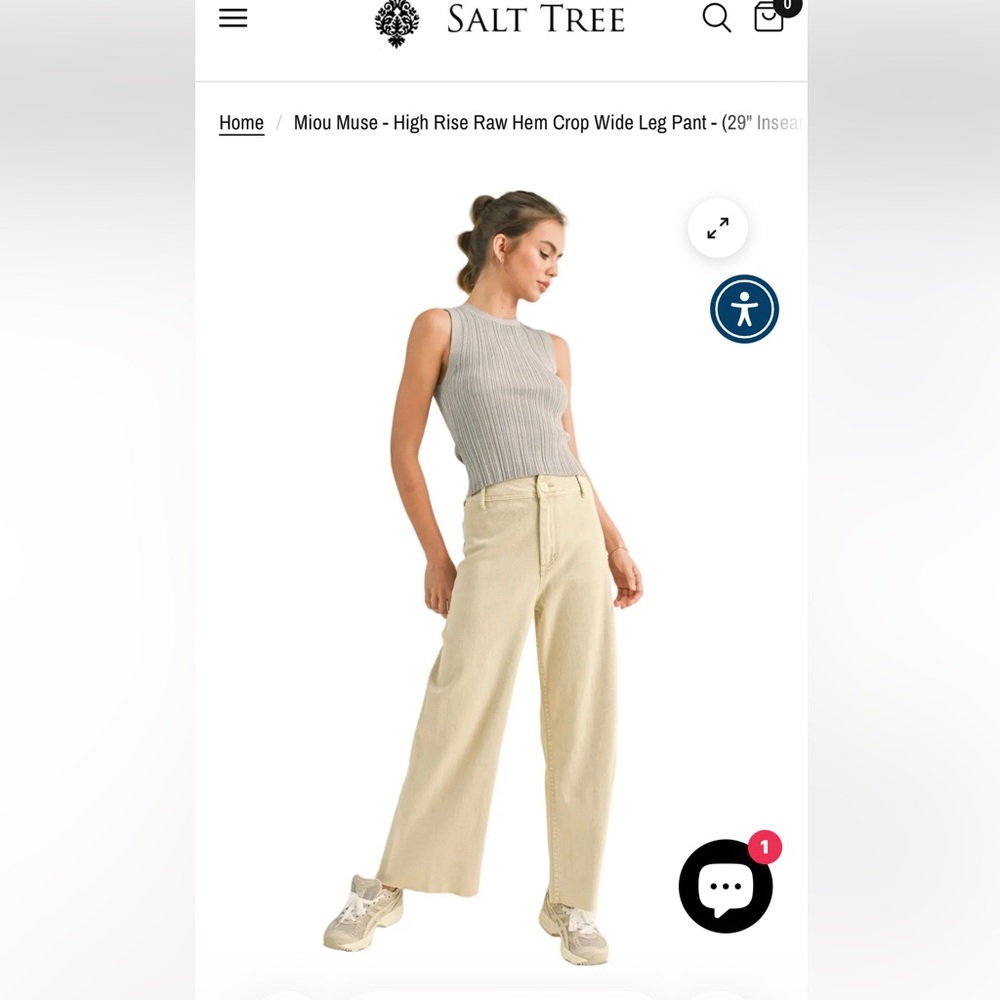 Beige Wide-Leg Women’s Denim Pants